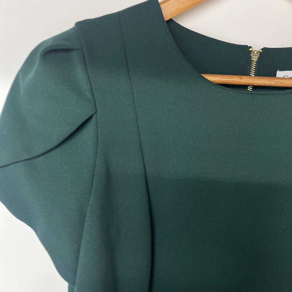 Calvin Klein Emerald Green Sheath Dress Size 14 Career Cocktail Midi - Picture 6 of 15